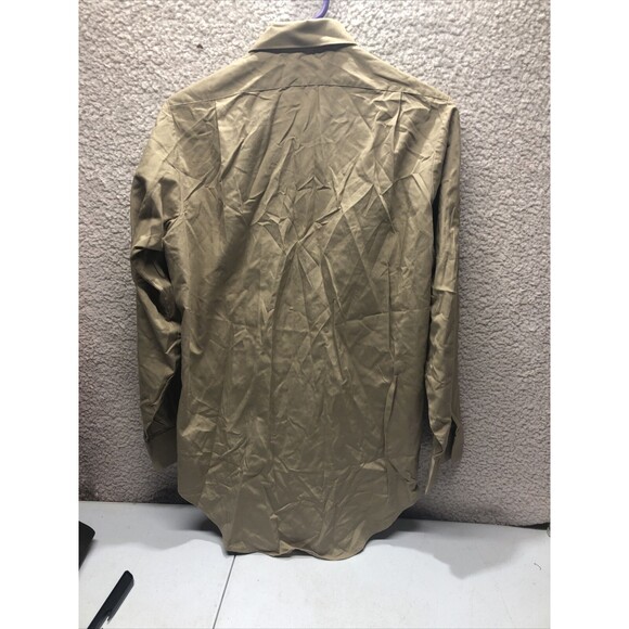 Vintage U.S. Marine Corps Shirt Mens 14.5 X 33 Brown Khaki Army Military Small - Picture 3 of 6